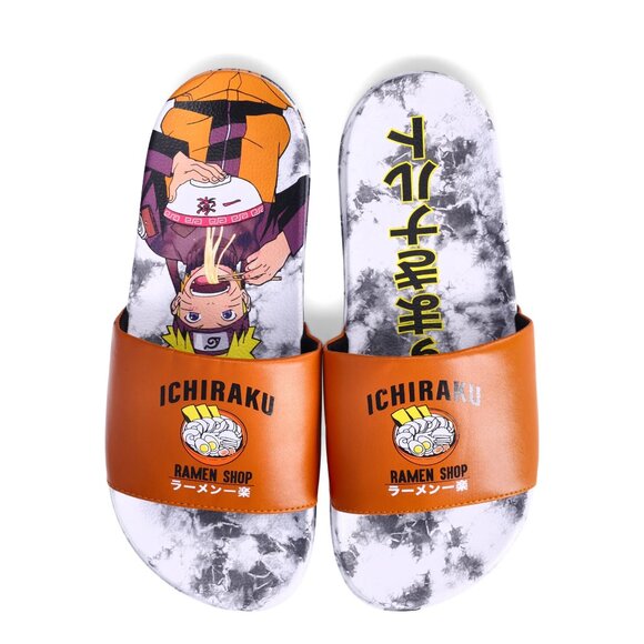 Naruto Shippuden Ichiraku Ramen Shop Men's Sport Slide Sandals Size 9 Orange - Picture 2 of 8